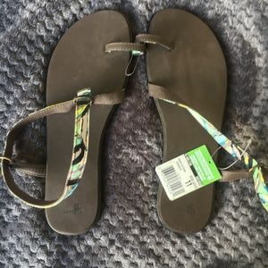 COPY - NEW Sanuk 11 Ankletinini Brown/Aqua Sandals